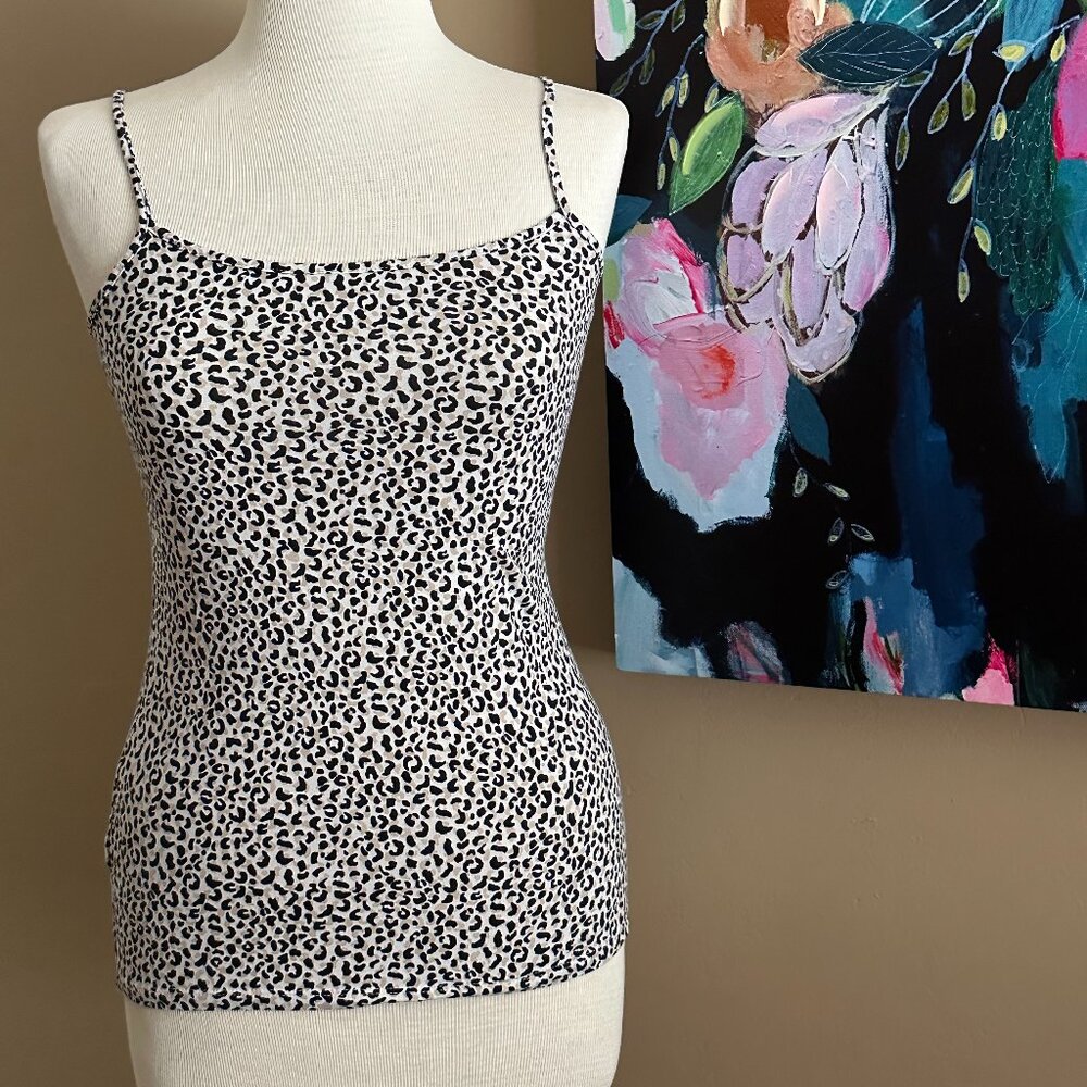 🐆 LOFT Leopard Print Spaghetti Strap Cami Tank Top Trendy Neutral Size Small